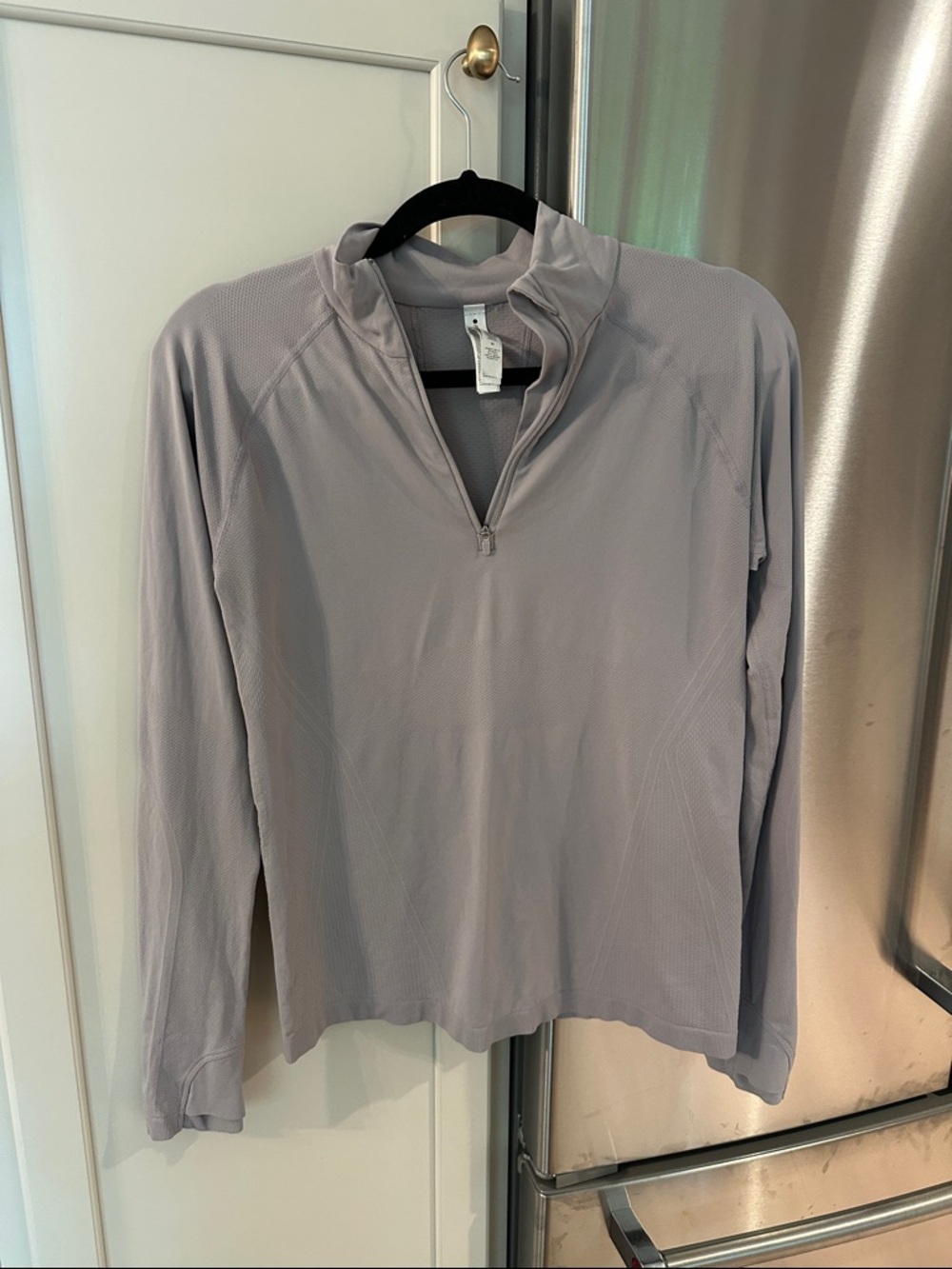 Athleta Light Gray Quarter-Zip Long Sleeve Pullover